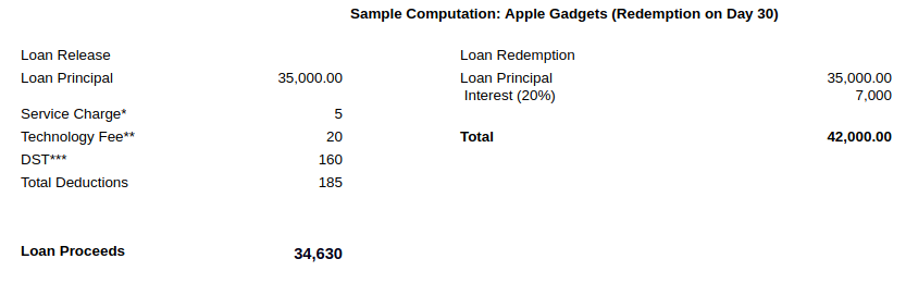 Sample Computation of Bags, Watches, Gadgets, and Others